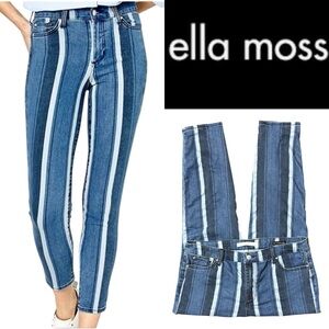 ELLA MOSS HIGH RISE LONGSPUR INDIGO STRIPED SKINNY ANKLE JEANS